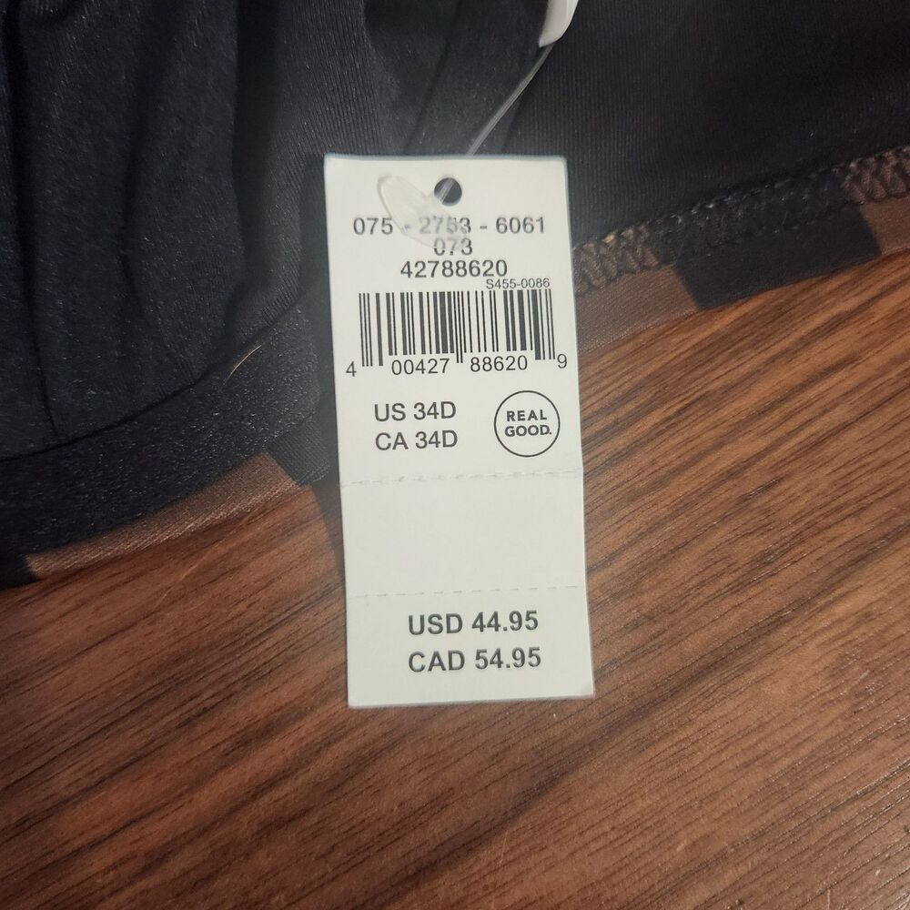 Aerie Swim The Sunnyside Up Shine Bikini Top Black Brown Lined Underwire 34D NWT - Picture 6 of 9